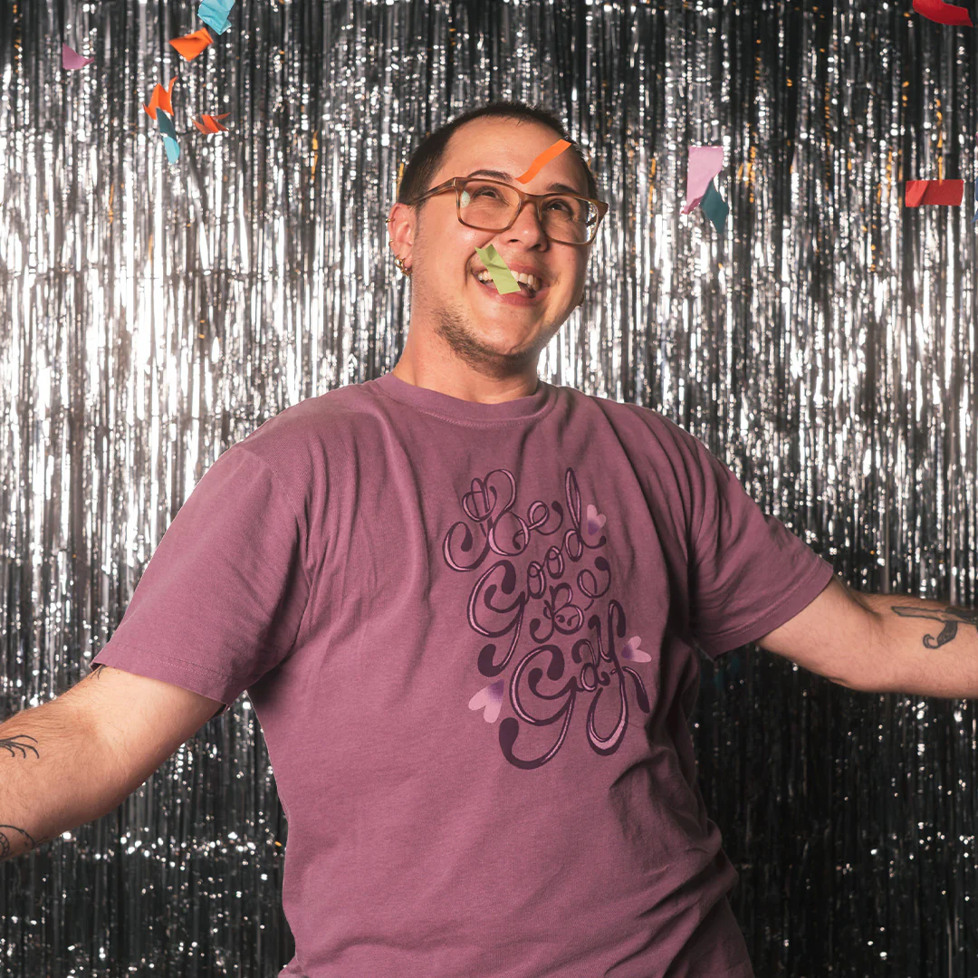 327-be-good-be-gay-tee-purple-2.webp Be Good Be Gay Tee (Purple)